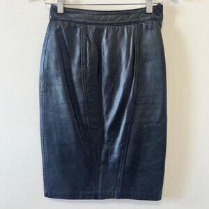 Women's Vintage Bretton's Black Leather Pencil Skirt Size 4